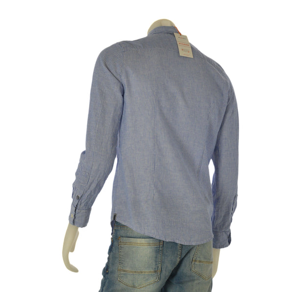 CAMICIA UOMO X-CAPE MANICA LUNGA FANTASIA A RIGHE COTONE LINO SIM FIT ART. MYSUN