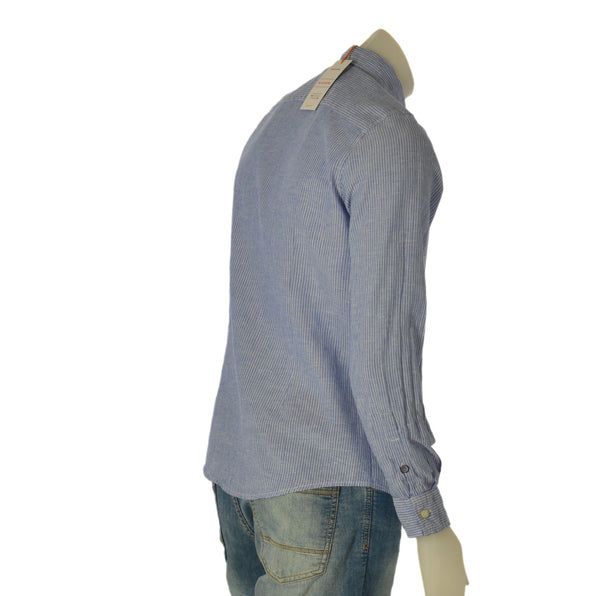 CAMICIA UOMO X-CAPE MANICA LUNGA FANTASIA A RIGHE COTONE LINO SIM FIT ART. MYSUN