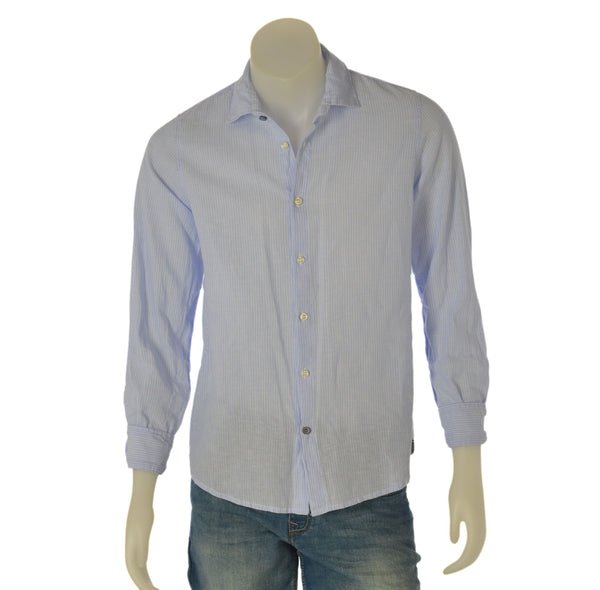 CAMICIA UOMO X-CAPE MANICA LUNGA FANTASIA A RIGHE COTONE LINO SIM FIT ART. MYSUN