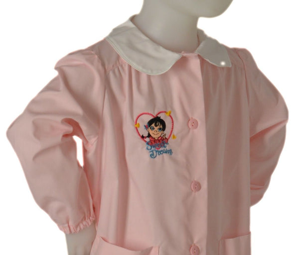 GREMBIULE BAMBINA BOTTONI TASCHE POLSINI COLLETTO RICAMO MARCA SIGGI ART.33GR3721