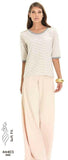 MAGLIA DONNA MANICHE TRE QUARTI RIGHE APPLICAZIONI SPALLE EMMEBIVI ART.44403