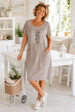 ABITO DONNA FRABO IO DI PIU PURO COTONE MEZZE MANICHE STAMPA IP0055