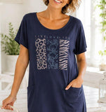 ABITO DONNA FRABO IO DI PIU PURO COTONE MEZZE MANICHE STAMPA IP0055