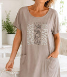 ABITO DONNA FRABO IO DI PIU PURO COTONE MEZZE MANICHE STAMPA IP0055