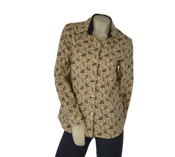 CAMICIA DONNA PERLA FANTASIA CASHMERE BOTTONI POLSINI COTONE ELASTICIZZATO ART. LUISA