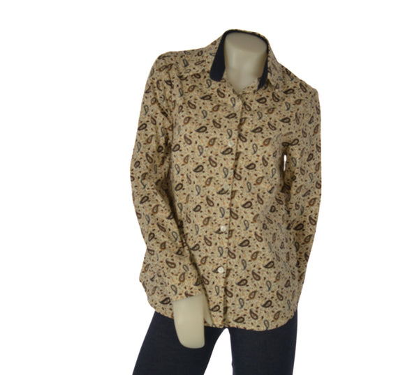 CAMICIA DONNA PERLA FANTASIA CASHMERE BOTTONI POLSINI COTONE ELASTICIZZATO ART. LUISA