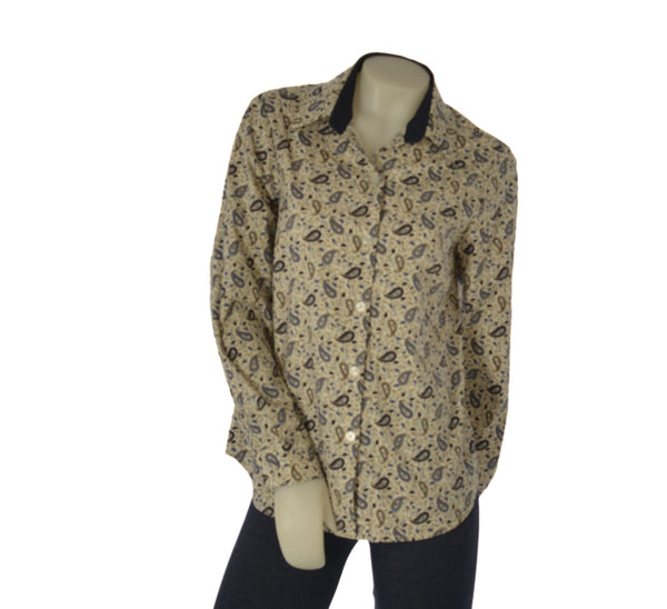 CAMICIA DONNA PERLA FANTASIA CASHMERE BOTTONI POLSINI COTONE ELASTICIZZATO ART. LUISA