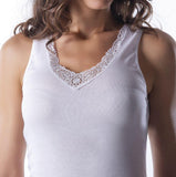 MAGLIA INTIMA DONNA PURO COTONE PIZZO MACRAME' MARCA MORETTA ART.1308 OVER