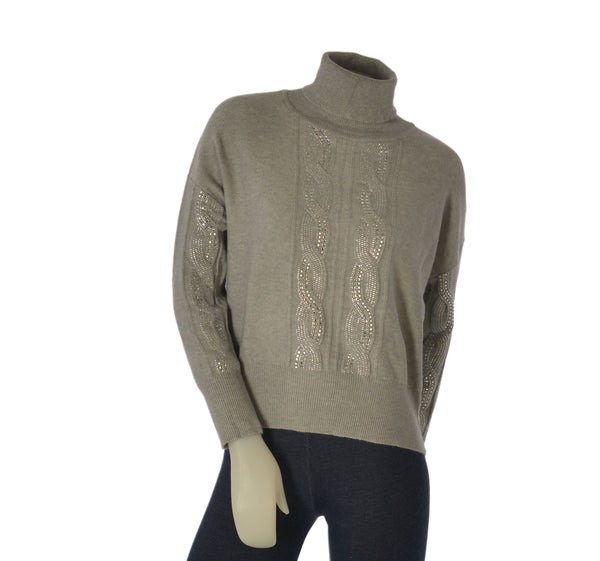 MAGLIONE DONNA GRIFFAI DOLCEVITA TRECCE STRASS VISCOSA ART. DGF6983