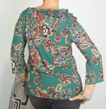 CASACCA BLUSA CAMICIA DONNA RAGAZZA ELEGANTE SCOLLO TONDO ROUCHES FANTASIA ART.13196