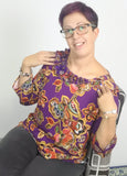 CASACCA BLUSA CAMICIA DONNA RAGAZZA ELEGANTE SCOLLO TONDO ROUCHES FANTASIA ART.13196