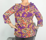 CASACCA BLUSA CAMICIA DONNA RAGAZZA ELEGANTE SCOLLO TONDO ROUCHES FANTASIA ART.13196