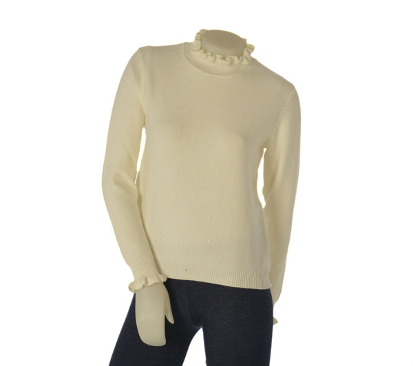 MAGLIONE DONNA GRIFFAI COLLO LUPETTO CON RICCETTI MICRO PAILLETTES VISCOSA ART. DGF6951