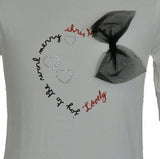 MAGLIA RAGAZZA GIROCOLLO FIOCCO STAMPA PURO COTONE MARCA YOURS ART. Y6008