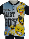 PIGIAMA CORTO BAMBINO COTONE SERAFINO STAMPA SMILE MARCA EMOJI ARNETTA ART. 46307 10