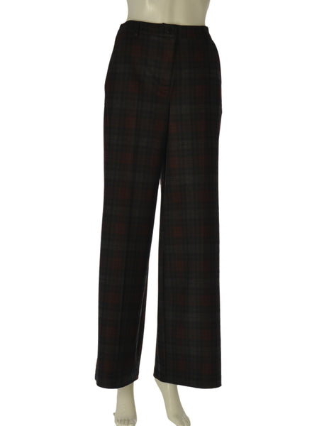 PANTALONE DONNA GRIFFAI PALAZZO TASCHE ZIP BOTTONE FANTASIA QUADRI TASCHE ART. DGF7498