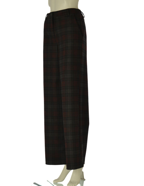 PANTALONE DONNA GRIFFAI PALAZZO TASCHE ZIP BOTTONE FANTASIA QUADRI TASCHE ART. DGF7498