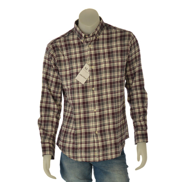 CAMICIA UOMO LOSAN BUTTON DOWN TASCHINO FLANELLA COTONE QUADRI ART. L26WH0302
