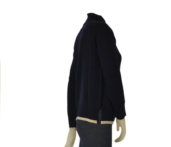 MAGLIONE DONNA RIVA TRICOT LUPETTO RIGA CONTRASTO SPACCHI LANA MERINO ART.B515629