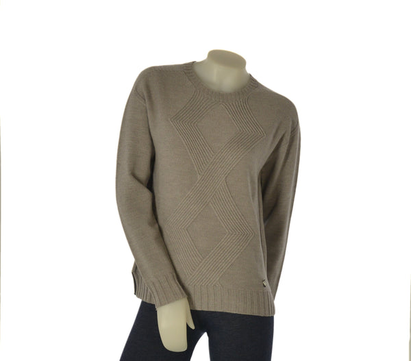 MAGLIONE DONNA RIVA TRICOT GIROCOLLO INTRECCI LANA MERINO ART. B515610