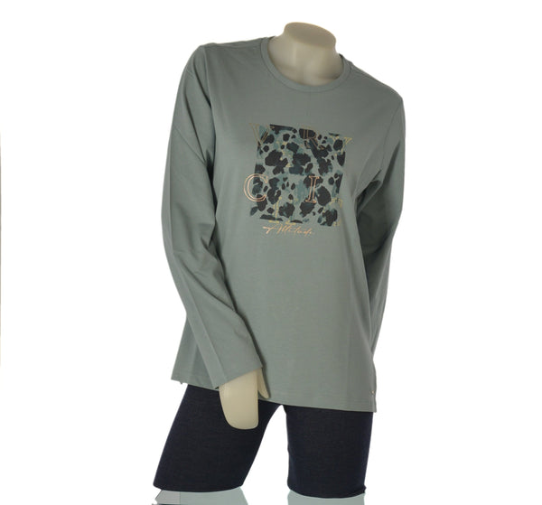 MAGLIA DONNA CAMPAGNOLO MANICA LUNGA GIROCOLLO JERSEY COTONE STAMPA ART. 2K8696
