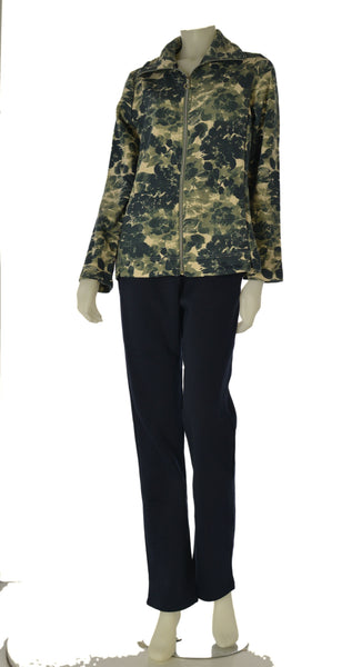 TUTA DONNA CAMPAGNOLO FELPATA FELPA FULL ZIP FANTASIA PANTALONE ELASTICO TASCHE ART. 8Q76583