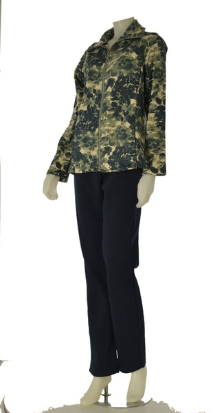 TUTA DONNA CAMPAGNOLO FELPATA FELPA FULL ZIP FANTASIA PANTALONE ELASTICO TASCHE ART. 8Q76583