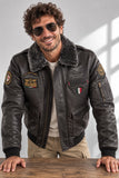 GIUBBETTO UOMO MODELLO AVIATORE PELLE TASCHE PATCH SAI AMBROSINI ART.ARI6GB011744U