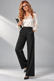 PANTALONI DONNA PERLA GAMBA LARGA ZIP E BOTTONI ART.PISA