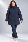GIACCONE DONNA VIRGINIA BLU TAGLIE OVER TRAPUNTATO CAPPUCCIO TASCHE ZIP ART.  CONF-STARRY-22M