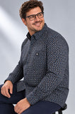 CAMICIA UOMO IL GRANCHIO TAGLIE OVER MICROFANTASIA TASCHNO MANICA LUNGA COTONE ART. KAL-DIPLO-ML-50