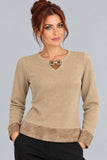 MAGLIA DONNA BARBARELLA POLSINI E FASCIA SCAMOSCIATA ART.1227M