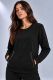 FELPA DONNA BARBARELLA TASCA APPLICAZZIONI STRASS CAPPUCCIO ART.1237G