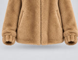 GIACCONE DONNA VIRGINIABLU ECOPELLICCIA CAPPUCCIO TASCHE ZIP ART. HEARTH-71C
