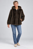 GIACCONE DONNA VIRGINIABLU ECOPELLICCIA CAPPUCCIO TASCHE ZIP ART. HEARTH-71C