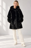 CAPPOTTO DONNA VIRGINIABLU ECOPELLICCIA CAPPUCCIO TASCHE ART.SMILE-59M