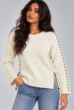 MAGLIONE DONNA RIVA TRICOT GIROCOLLO CUCITURE COLORATE ART.B515636