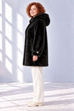 CAPPOTTO DONNA VIRGINIABLU TAGLIE OVER ECOPELLICCIA CAPPUCCIO TASCHE ART. CONF-SMILE-13M