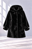 CAPPOTTO DONNA VIRGINIABLU TAGLIE OVER ECOPELLICCIA CAPPUCCIO TASCHE ART. CONF-SMILE-13M