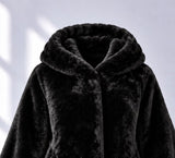 CAPPOTTO DONNA VIRGINIABLU TAGLIE OVER ECOPELLICCIA CAPPUCCIO TASCHE ART. CONF-SMILE-13M