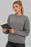 MAGLIONE DONNA B NEW GIROCOLLO DECORAZIONE IN RILIEVO ART.ART813