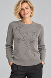 MAGLIONE DONNA GAIA B GIROCOLLO DECORAZIONE FLOREALE  ART. 309
