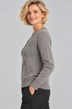 MAGLIONE DONNA GAIA B GIROCOLLO DECORAZIONE FLOREALE  ART. 309