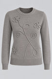 MAGLIONE DONNA GAIA B GIROCOLLO DECORAZIONE FLOREALE  ART. 309
