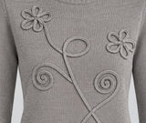 MAGLIONE DONNA GAIA B GIROCOLLO DECORAZIONE FLOREALE  ART. 309