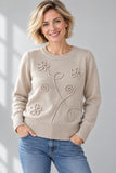 MAGLIONE DONNA GAIA B GIROCOLLO DECORAZIONE FLOREALE  ART. 309