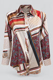CAMICIA DONNA CANNELLA FANTASIA BOTTONI DEAR DRESS