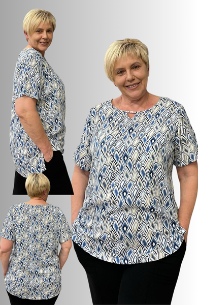 BLUSA FANTASIA  DONNA TAGLIE OVER GAIA PIU ART. 507 GIROCOLLO MM SPACCHI LATERALI