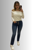 JEANS REGULAR FIT BOTTONI ELASTICIZZATO MISTO COTONE TASCHE  DONNA GRIFFAI ART. 6182