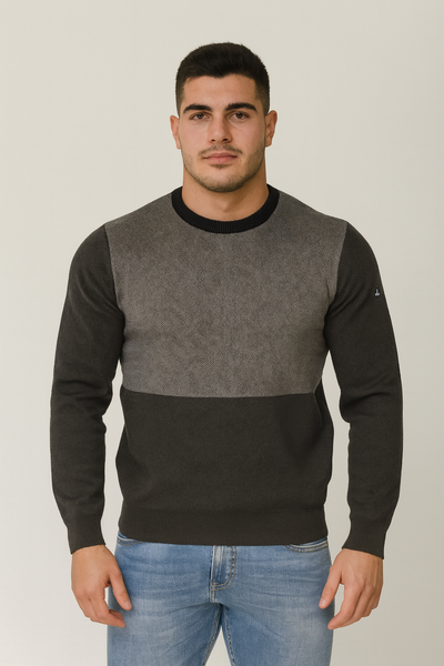 MAGLIONE UOMO NAVIGARE GIROCOLLO BICOLORE POLSINI ART.NVFW220333